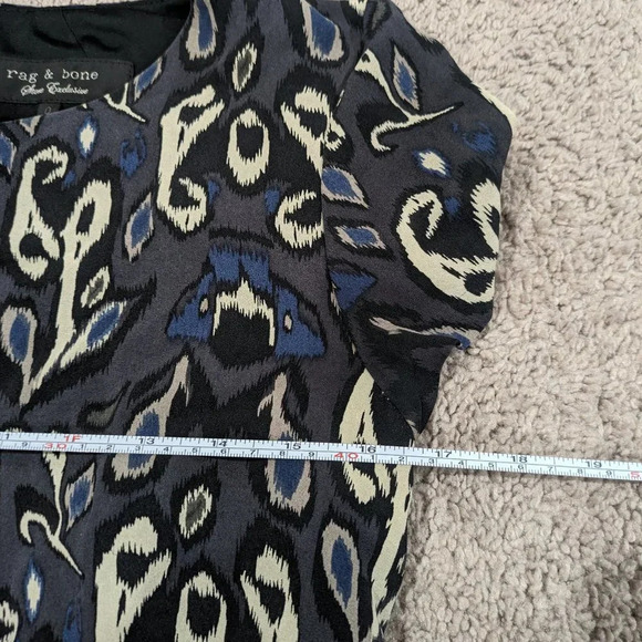 Rag and Bone 100% Silk Grey pattern mini dress ASO Cameron Diaz Size 0 - Picture 4 of 10